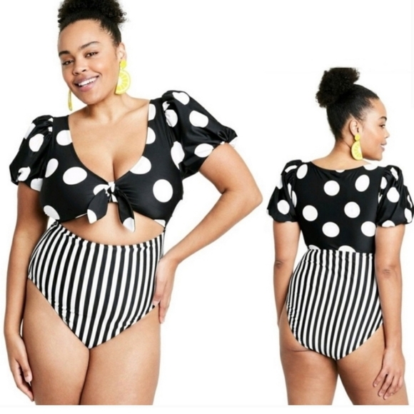 Tabitha Brown one piece Swim Suite Polkadot 3X - Picture 5 of 7